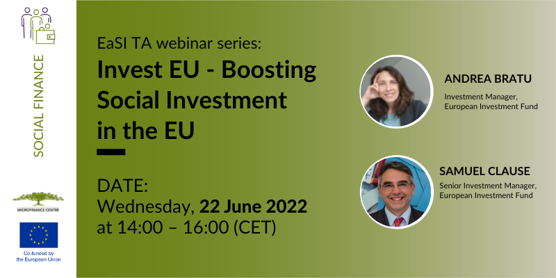 Join the EaSI Technical Assistance Webinar:  InvestEU – Boosting Social Investment in the EU.  