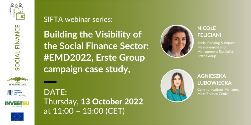 Join the SIFTA Webinar:  Building the visibility of the Social Finance sector – #EMD2022, Erste Group Campaign case study