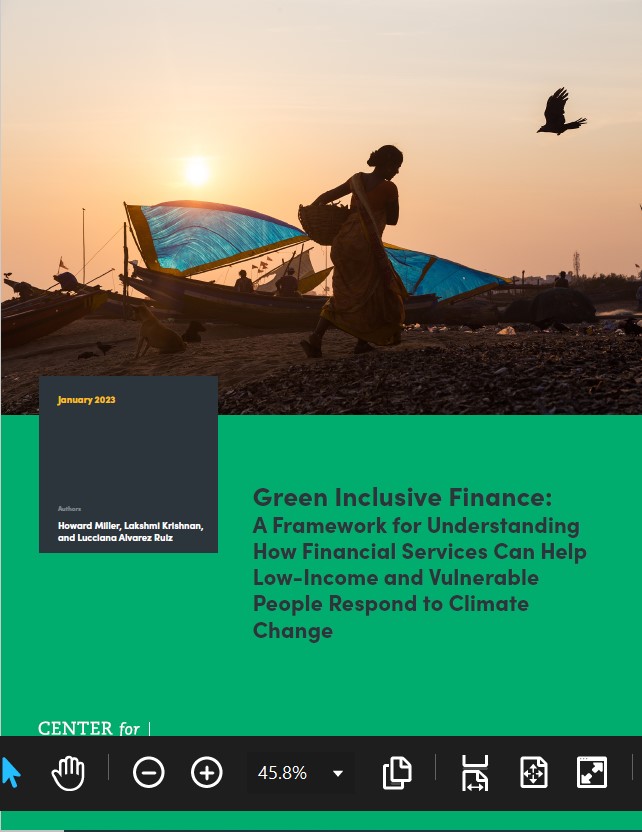 Green Inclusive Finance: A Framework for Understanding How Financial Services Can Help Low-Income and Vulnerable People Respond to Climate Change