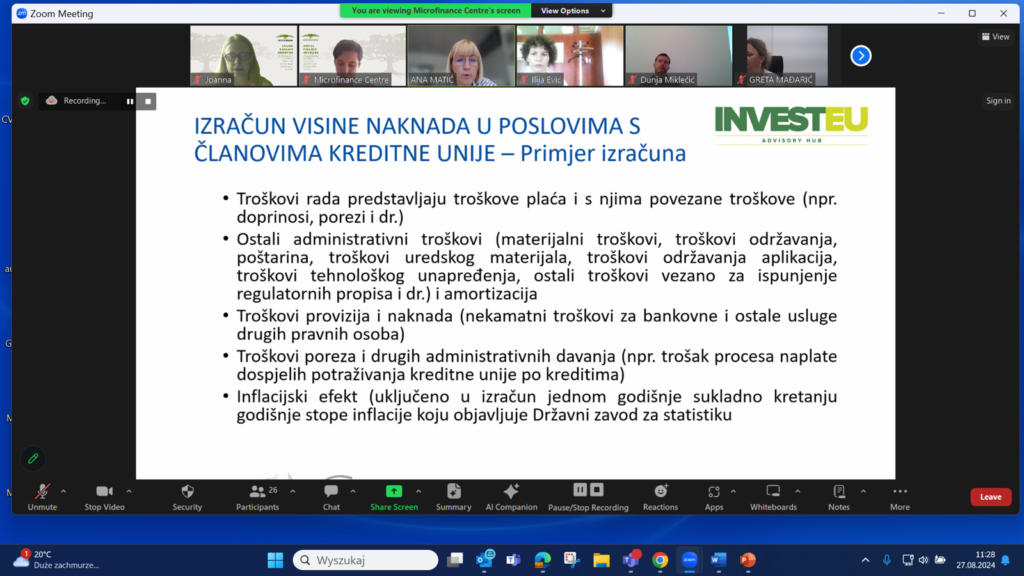 Successful SIFTA Webinar on Fee Methodologies for Croatian Credit Unions!